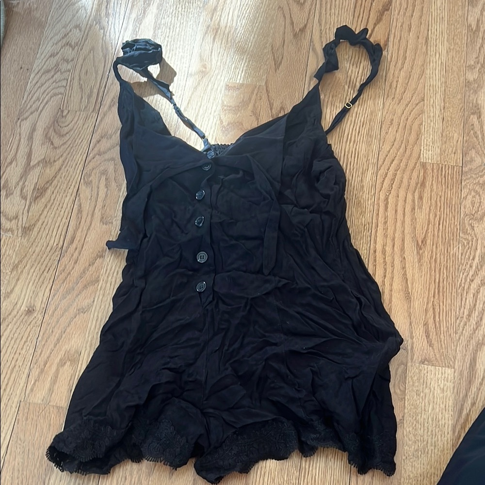Black Button-Down Romper